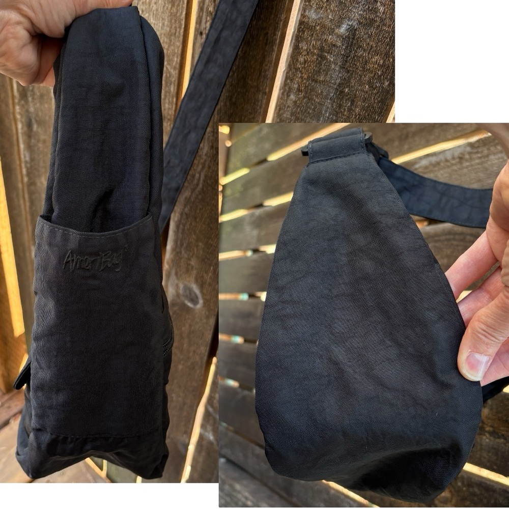 Ameribag Healthy Back Sling Bag Tote In Distressed Nylon Black Sz Extra Small - Picture 6 of 16